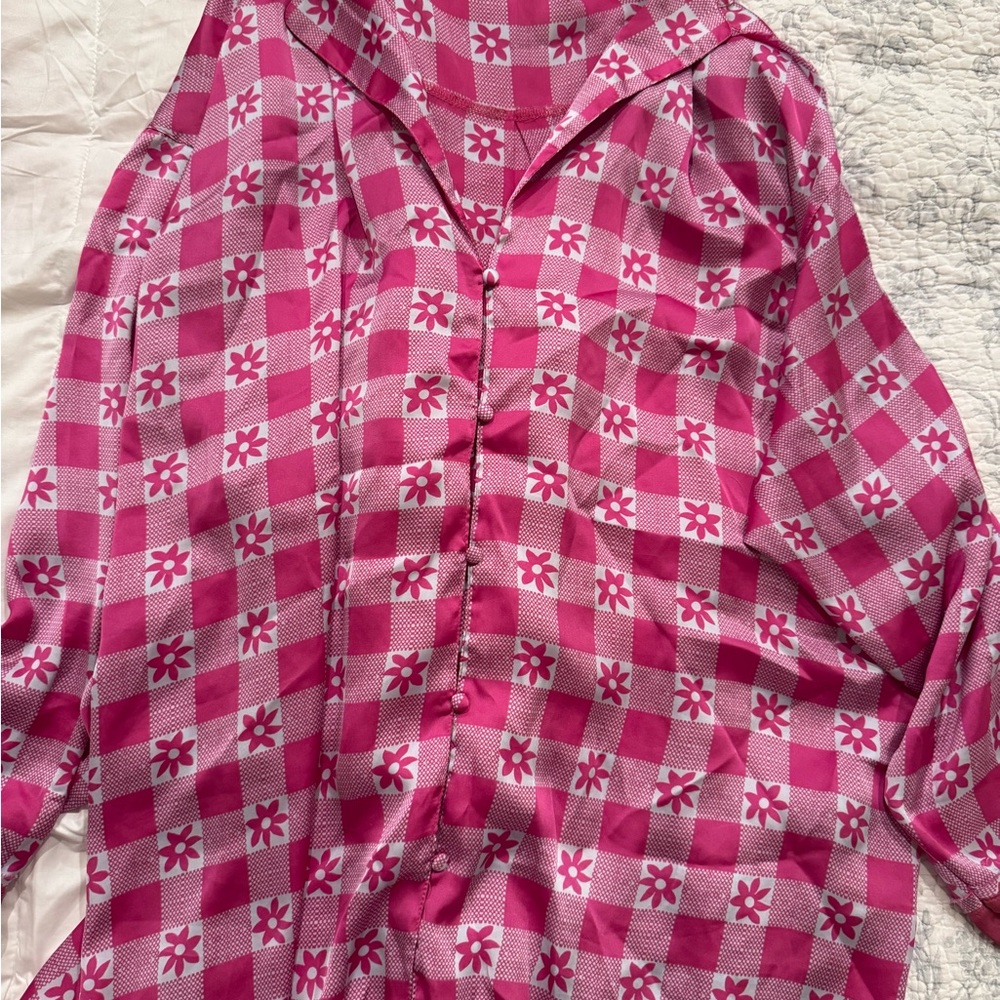 Free People Dreamy Days Pink Checkered Pajama Set - Picture 2 of 2